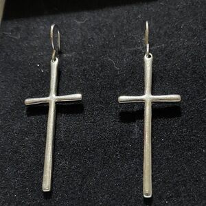 Elegant Silver tone Cross Earrings